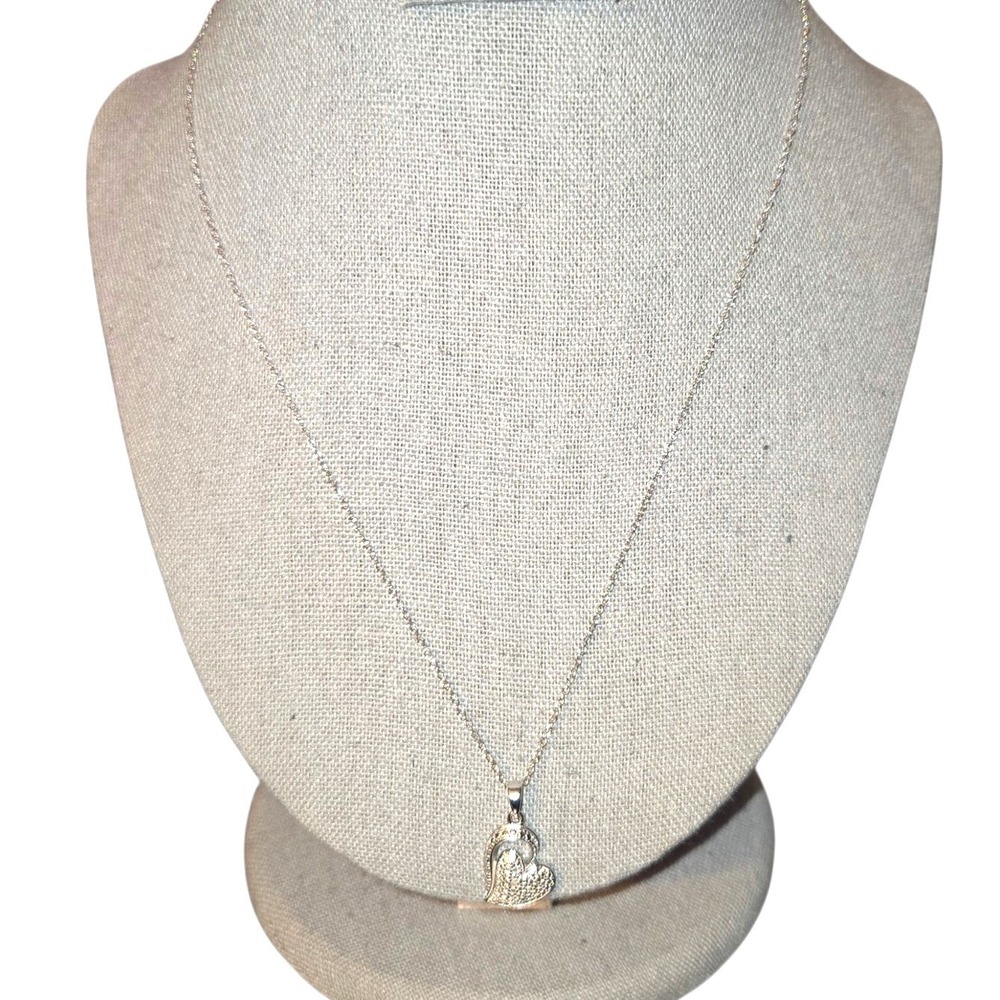 Prime Art & Jewel PAJ Pendant Necklace Women 18" 925 Sterling Textured Heart